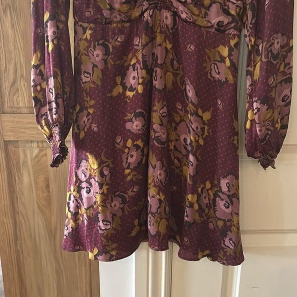 FREE PROPLE morning light purple floral satin mini dress 10 - Picture 7 of 14